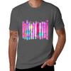 Pink Brushstrokes Landscape With Blue Mountains And Golden Yellow Sun Tshirt Creative Graphic Tee Shirt Tshirt