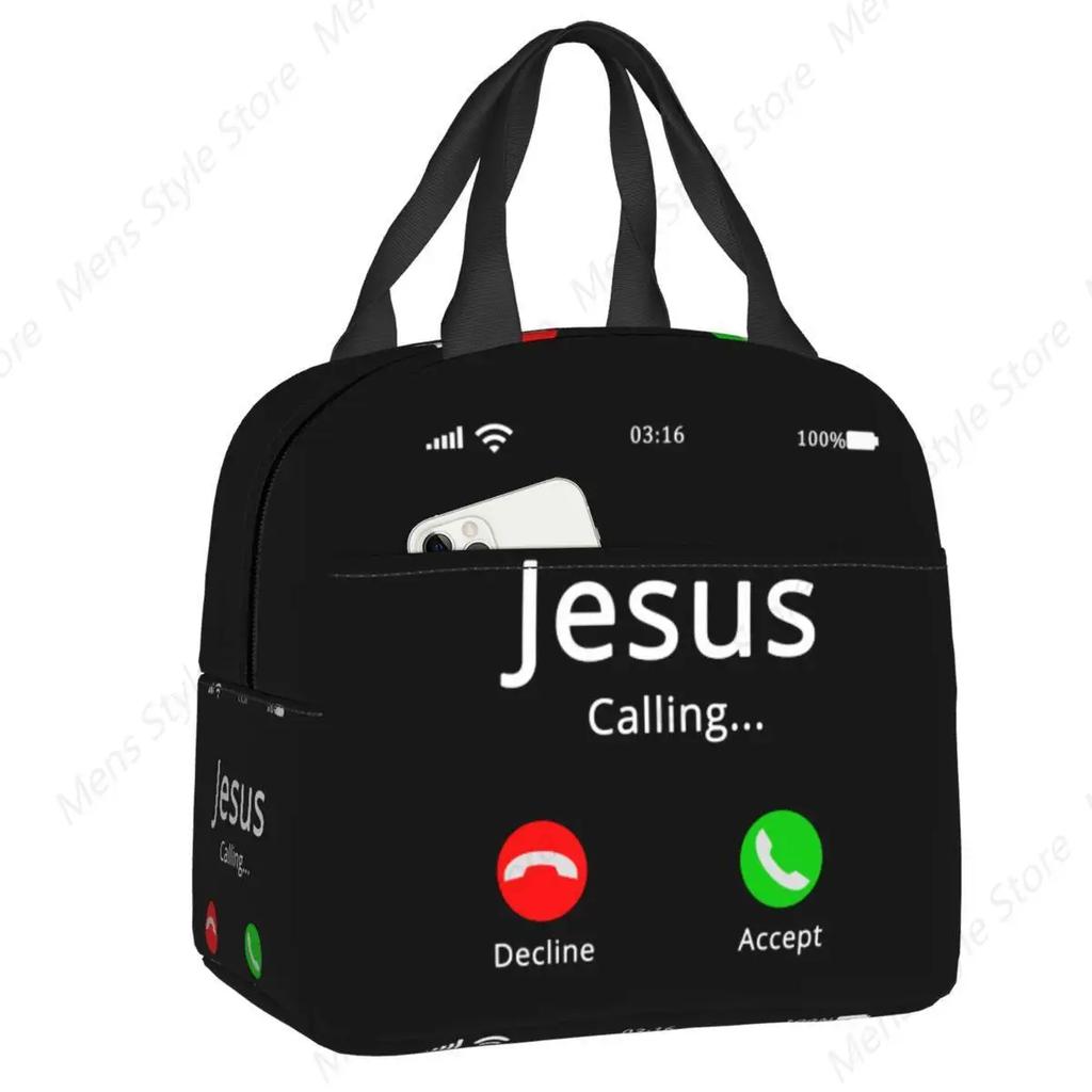 Jesus Biblical Insulated Lunch Bag for Women Religious Christian Resuable Cooler Thermal Food Lunch Box School Work Picnic Bags