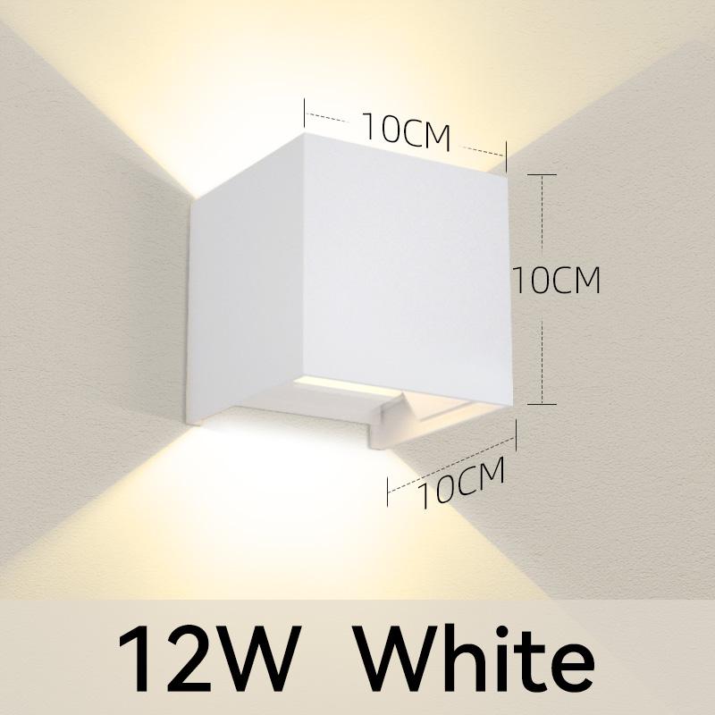 Modern Outdoor Staircase & Garden Waterproof Black White Square High Brightness LED Aluminum Wall Lamp