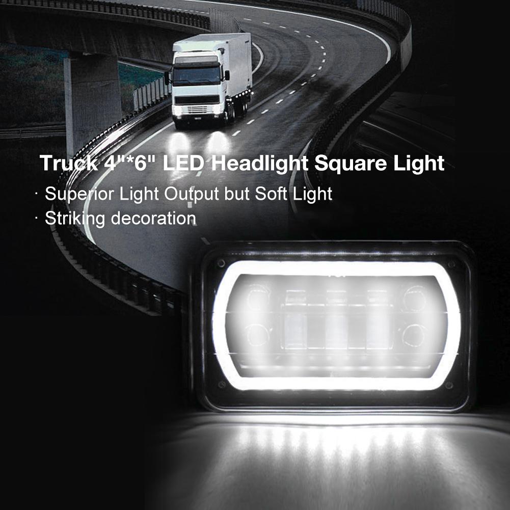 Ciężarówka 4"*6" LED Reflektor Kwadratowe Światło Światła Drogowe i Mijania Biała Aureola dla Forda Mustanga