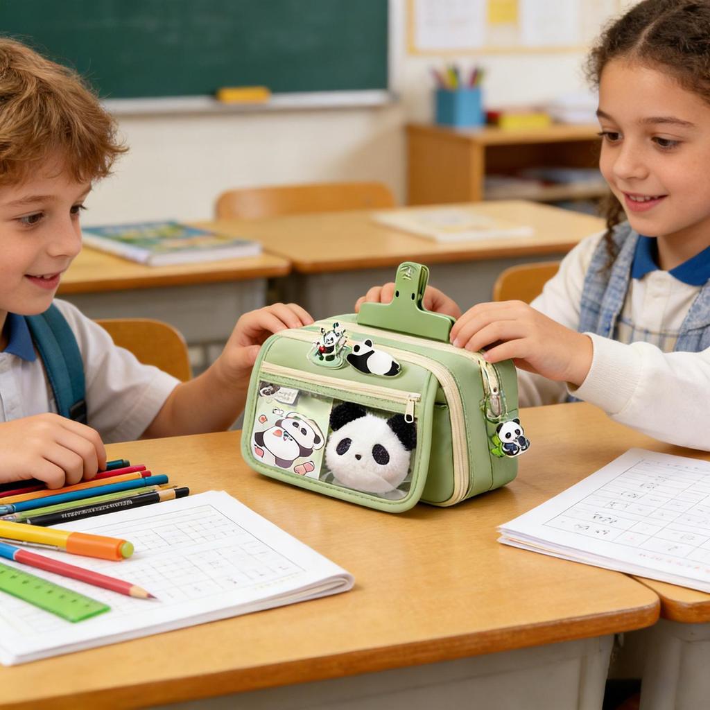 Aesthetic Pencil Case Panda Pencil Case Large Capacity Animal Pencil Case Cute Pencil Pouch Panda Stationery Case With Zipper