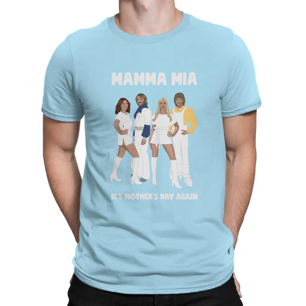 Fashion Mamma Mia Music T-Shirts for Men Round Neck 100% Cotton T Shirt A-ABBA Band Short Sleeve Tee Shirt Birthday Present