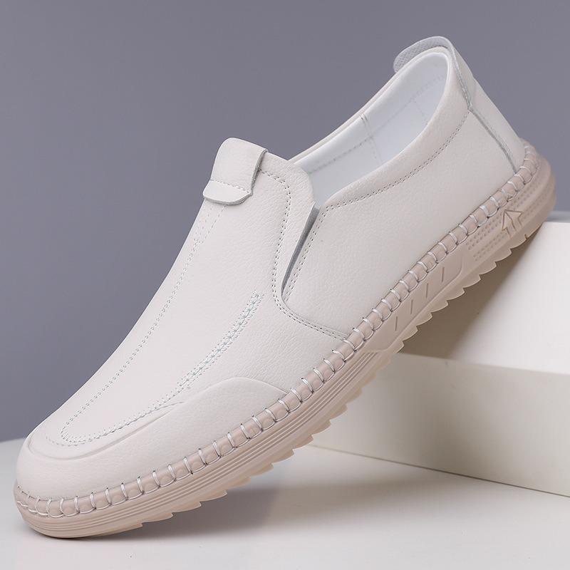 Doudou Shoes Men's One-pedal Leather Casual Leather Shoes Men's Soft-soled Lazy Dad Shoes Breathable Handmade Single Shoes