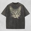 Maglietta Divertente Gatto Che Fuma Comfort Colors | T-shirt Grafica Meme Gatto Vintage | T-shirt Lavata Gatto Fumatore | Top Estetico Streetwear Unisex
