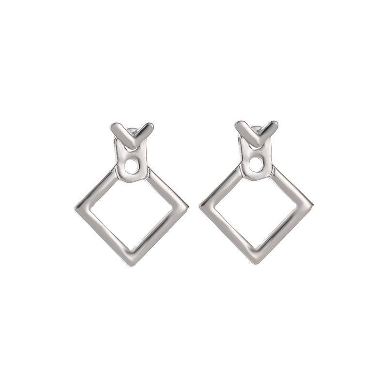 Fashion Personality, Wild Earrings, Minimalist Geometric Hollow Square Earrings Jewelry AVE