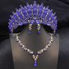 Quality Blue Tiaras and Crowns Bridal Jewelry Sets for Women Prom Wedding Crown necklace earrings Set Costume Accessories
