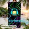 Geometry Dash Beach Towel, Personalized Custom Text, Quick Dry Soft Large Towel For Swimming Pool Travel