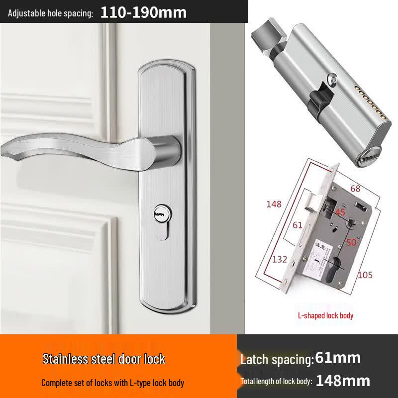 AJ-S255 Stainless Steel Universal Indoor Door Lock with Adjustable Hole Distance