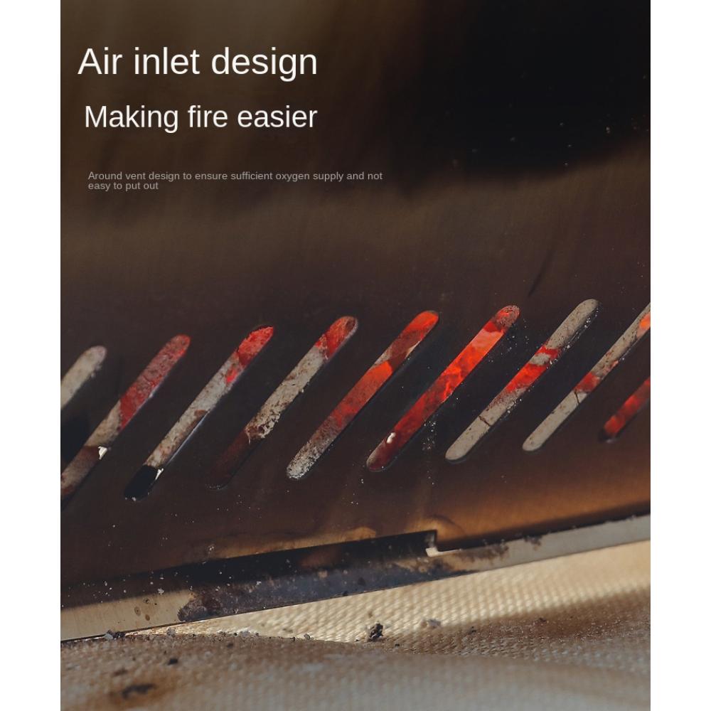 Bærbar sammenleggbar komfyr for utendørs piknik, campingutstyr, kjøkkenutstyr, kullgrill i rustfritt stål