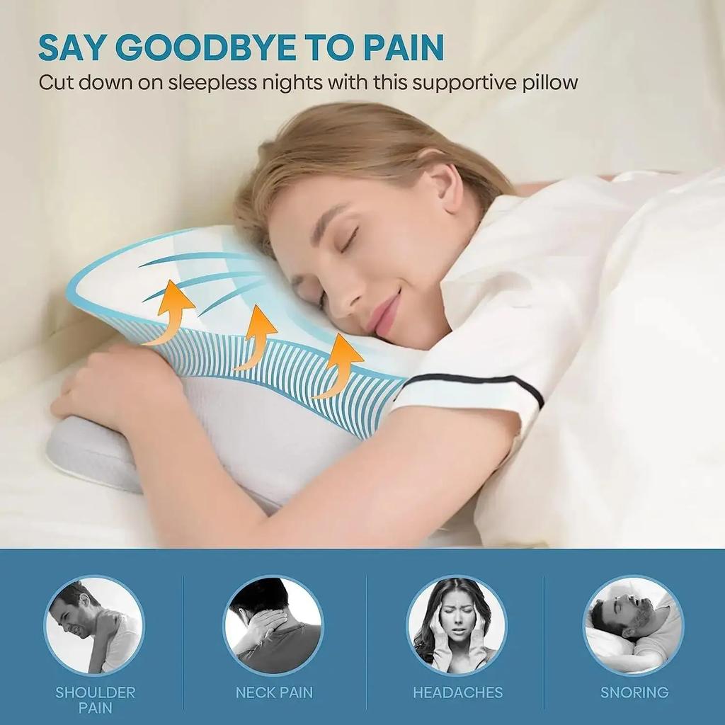 1pc Cervical Pillow Odorless Orthopedic Pillow for Neck and Shoulder Pain Memory Foam Neck Pillow Ergonomic Sleeping Home