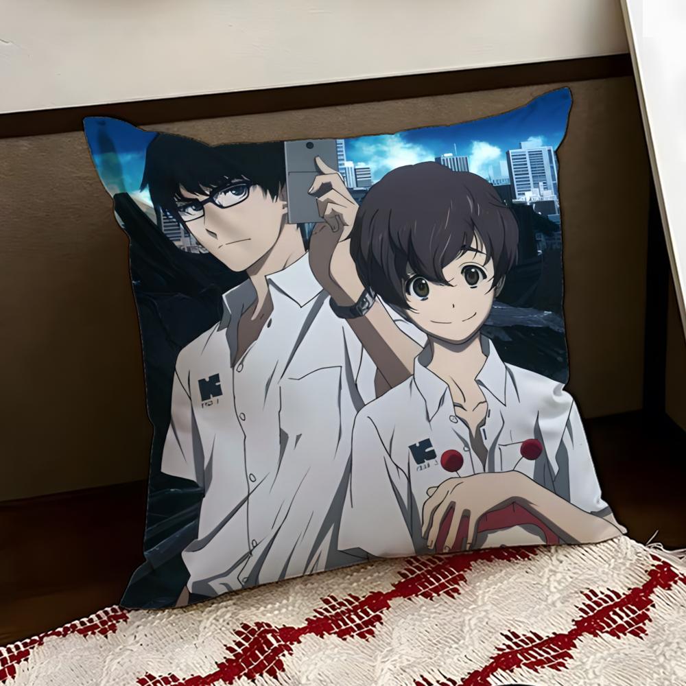 Anime Zankyou no TTerror Cushion Cover Reversible Soft Durable Pillow Cover Home Car MultiScene Use for Daily Comfort