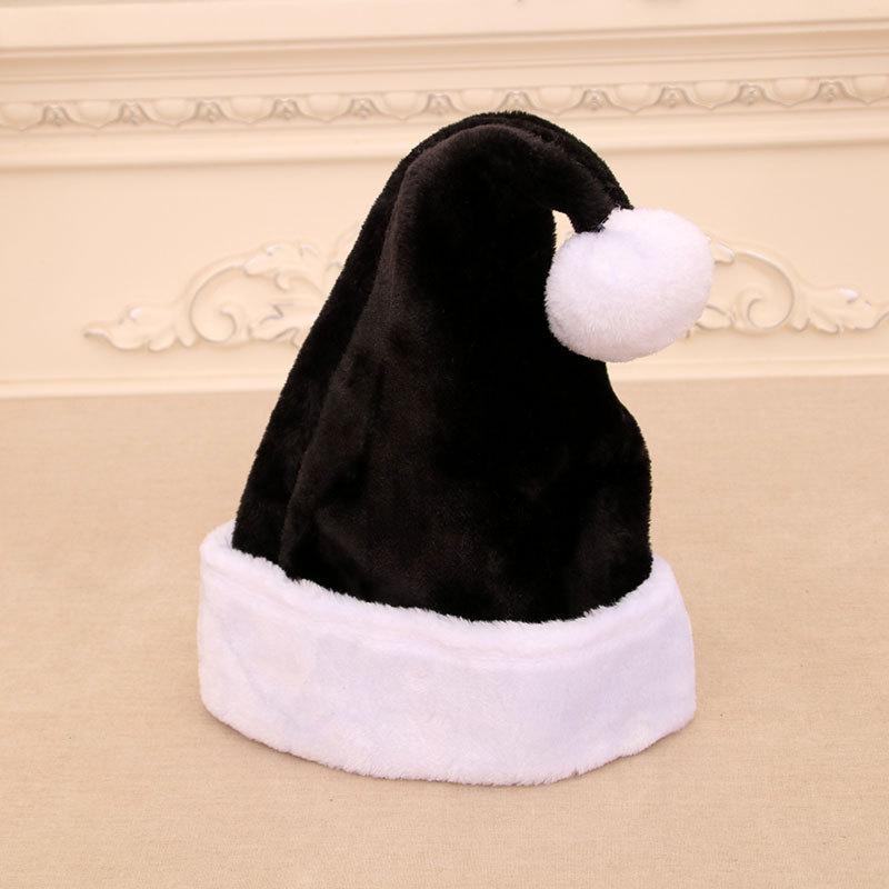 Deluxe Black Plush Santa Hat - Adult Christmas Decoration