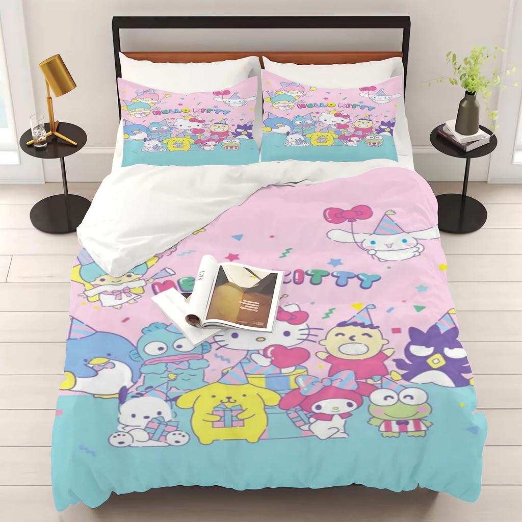 Sanrio Series 3-Piece  One Piece Bedding Set Comforte Luxus  Exquisite Birthday Gift  Polyester Home Decor