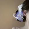 Fabric flower feather side hairpin fashion temperament duck bill clip fresh and sweet atmosphere hair accessories headgear