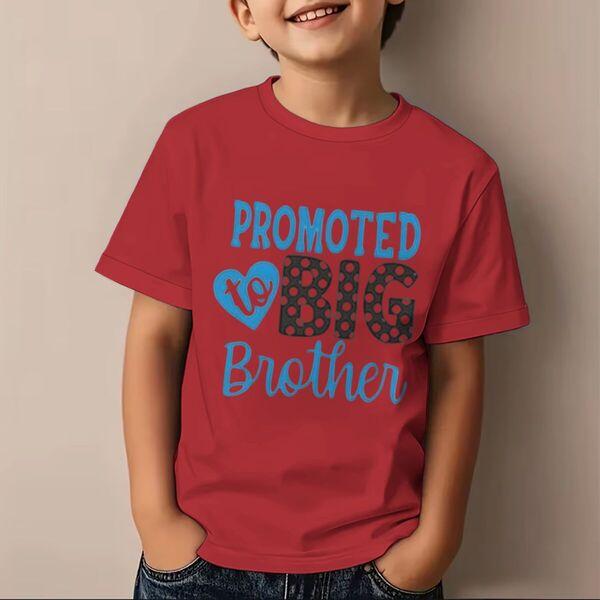 Promoted To Big Brother Tshirt New Sibling Gift Print Tshirt for Kids Short Sleeve Fashion Casual Top Big Brother Cotton Tops 100