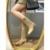 Fashion Footwear Denim Ladies Boots Middle Heel Shoes for Women Half High Cowgirl Mid Calf Cowboy New Rock In On Promotion Fashion 2025
