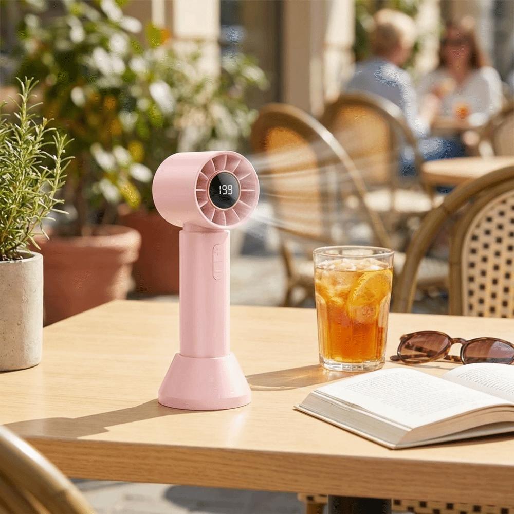 Compact Design Mini Fan Rechargeable Digital Fan On-the-Go Handheld Fan  Walking Use