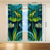 Curtains Are Hand Painted Depicting Frog Sitting Lotus Leaf Tranquil Lake Background Shades Set Of 2 Made Polyester