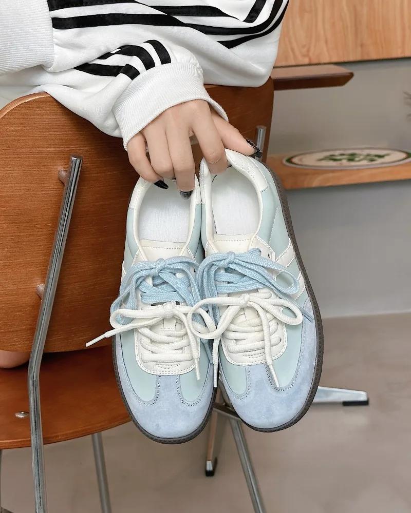 

Модные женские теннисные кроссовки, балетки, смешанные цвета, прошитые, женская мода, на шнуровке, вулканизированная обувь, весенне-осенние уличные тренировочные кроссовки 42