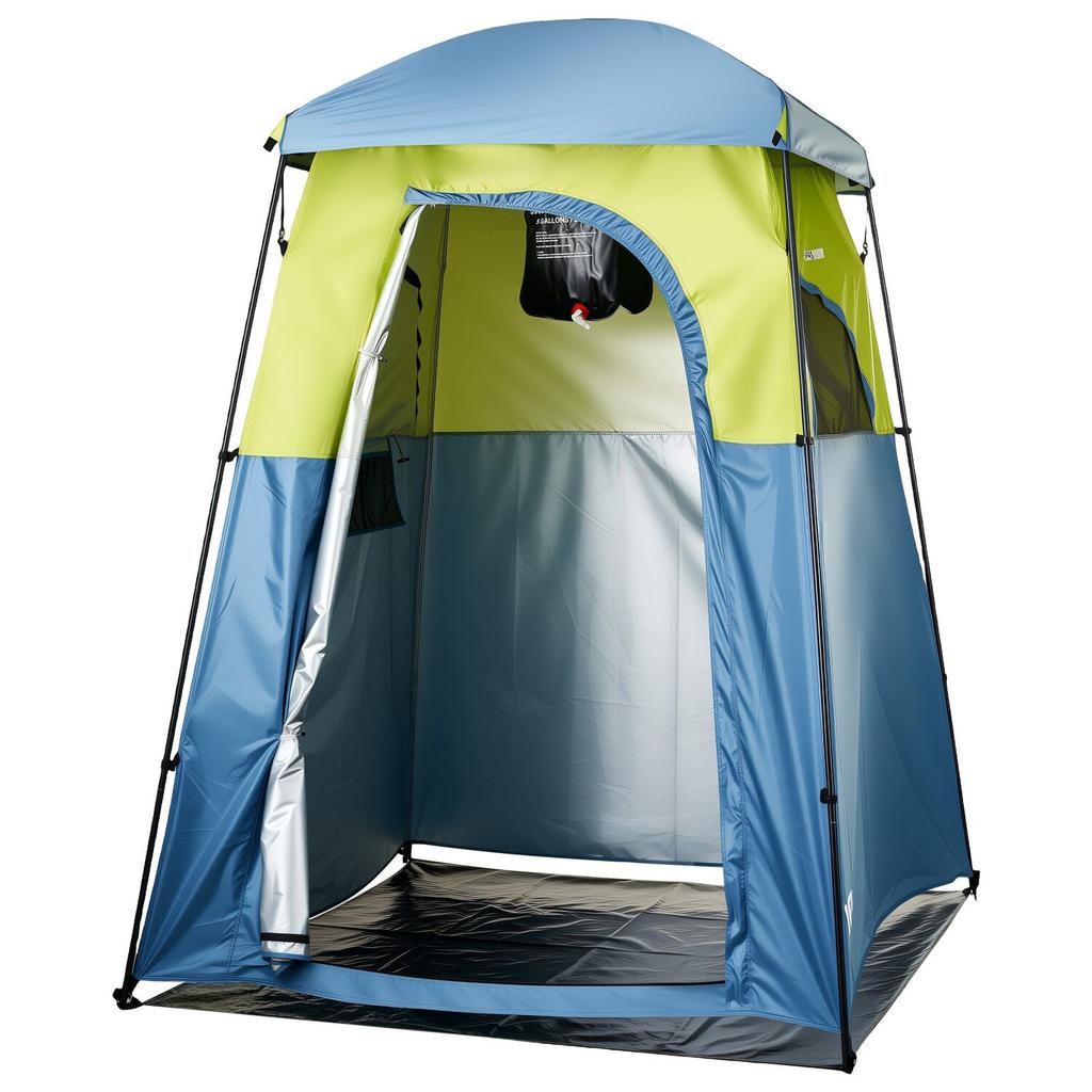 Camping Shower Tent, 1 Room, Portable Privacy Tent Changing Room with Shower Bag, Ground Stakes, Ropes, Carry Bag, and Support Poles, 150D Oxford