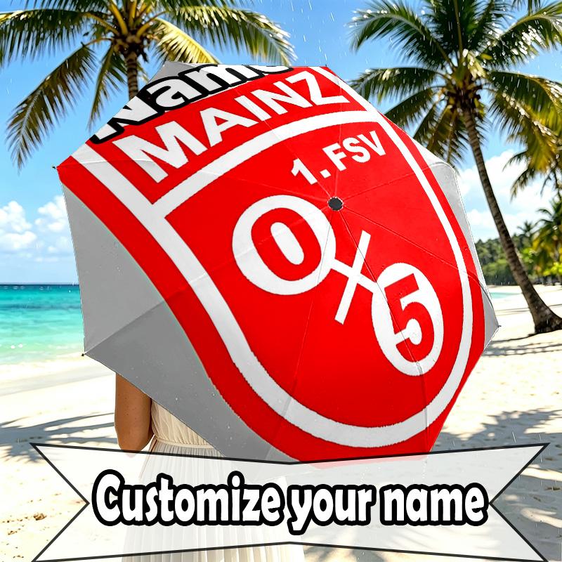 Custom Name Personalized 05 1FSV Mainz 05 Print Umbrella, Auto Open Close, 8‑Rib Sturdy Frame, Commute Camping Hiking Use, Birthday Gift