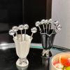 6Pcs New Stainless Steel Fruit Forks Set INS Ceramic Jar Dessert Forks with Holder Light Luxury Home Decoration