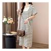Navava Women No780 Stripe Zip Collar Short Sleeve Dress