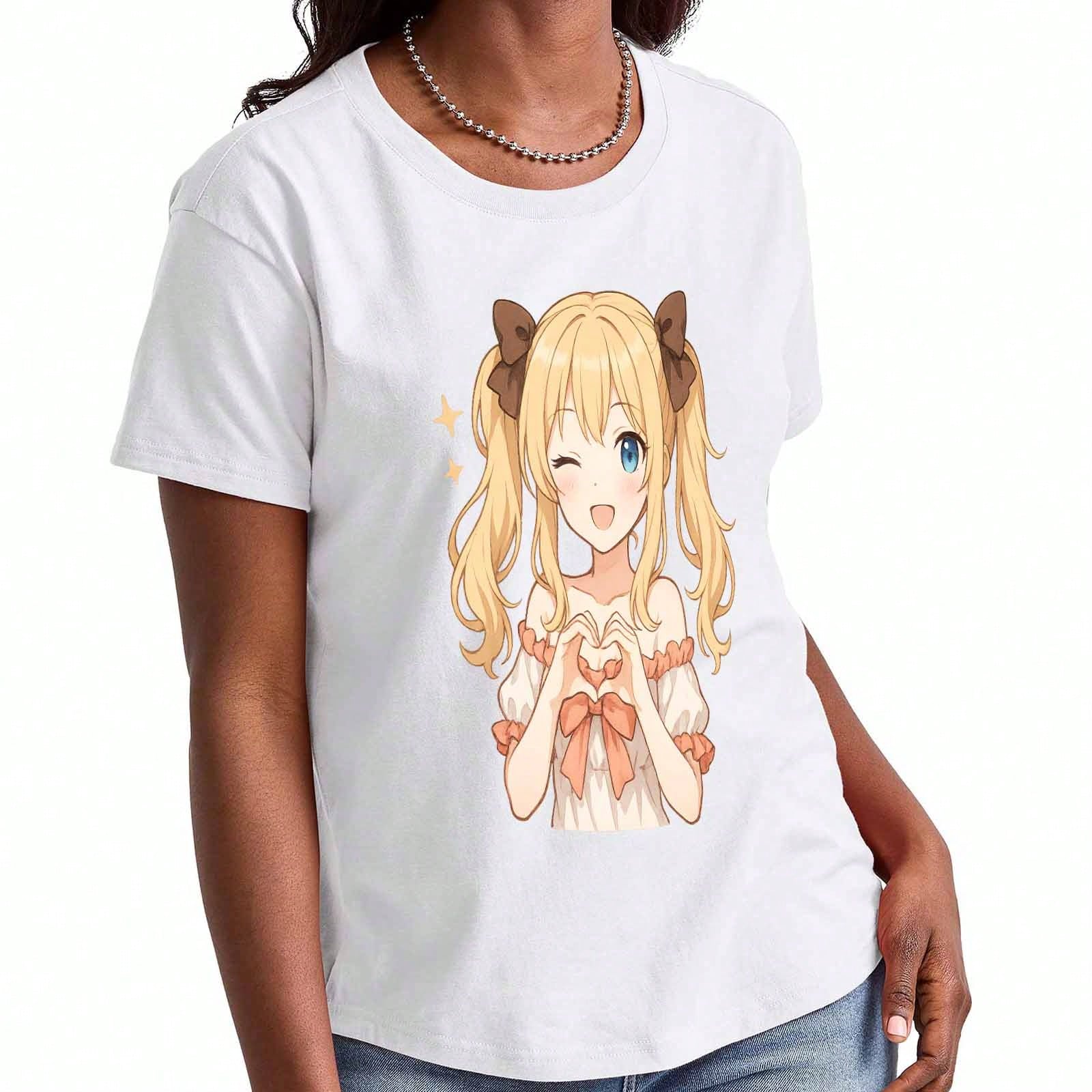 Anime Girl Striker Wounisex s Cotton T Shirt,Pure Cotton Premium Print, Durable,Casual And Fashionable,Cute Girl Holding Gun Graphics,Soft And Comfort S разноцветный