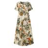 Women Round Neck Half Sleeve Flower Print Robes Style  Kaftan Loose Long Dress