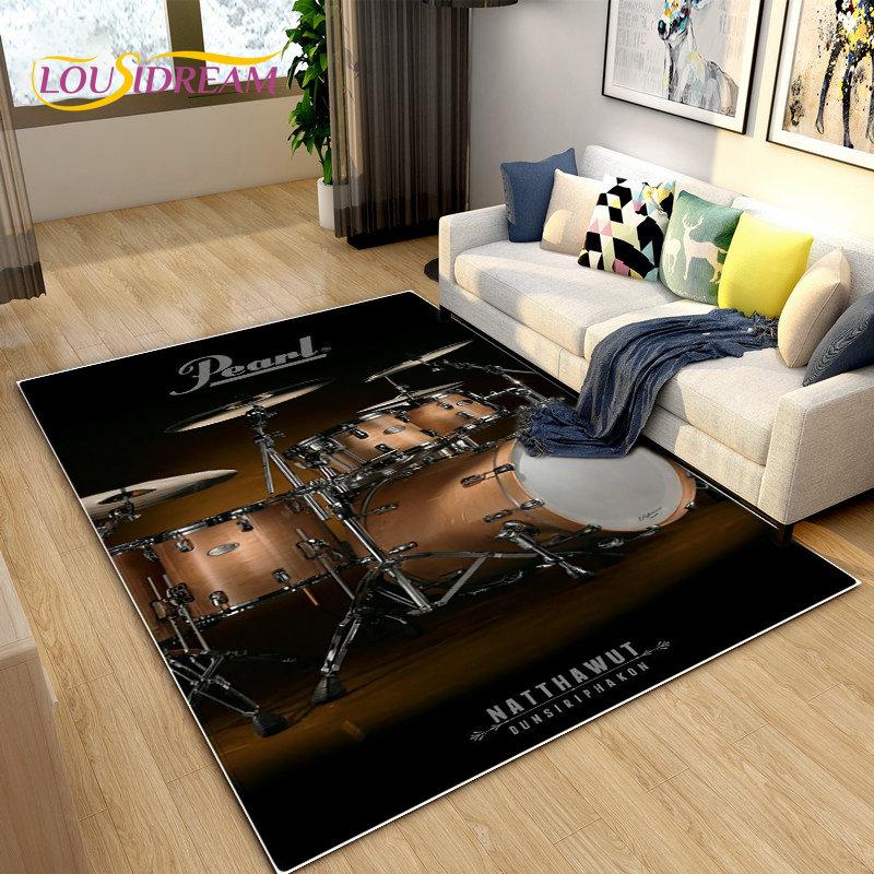 Drum Kit Music Instruments Area Rug Large,Carpet Rug for Living Room Bedroom Sofa Doormat Decoration,Kitchen Non-slip Floor Mat