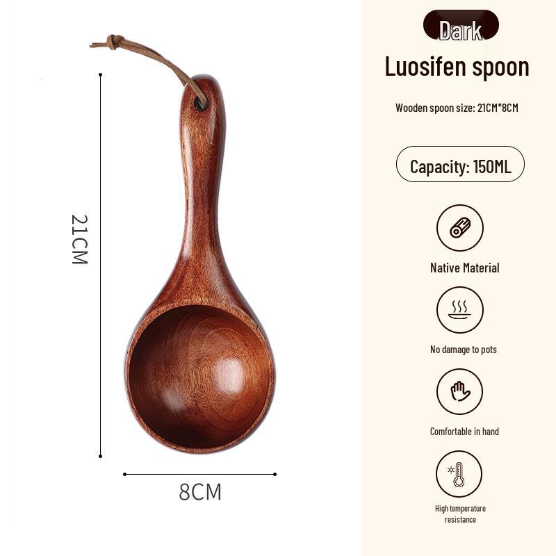 Japanese Solid Wood Short Handle Water & Rice Ladle Spoon for Kitchen, Wine, Bath, or Sauna