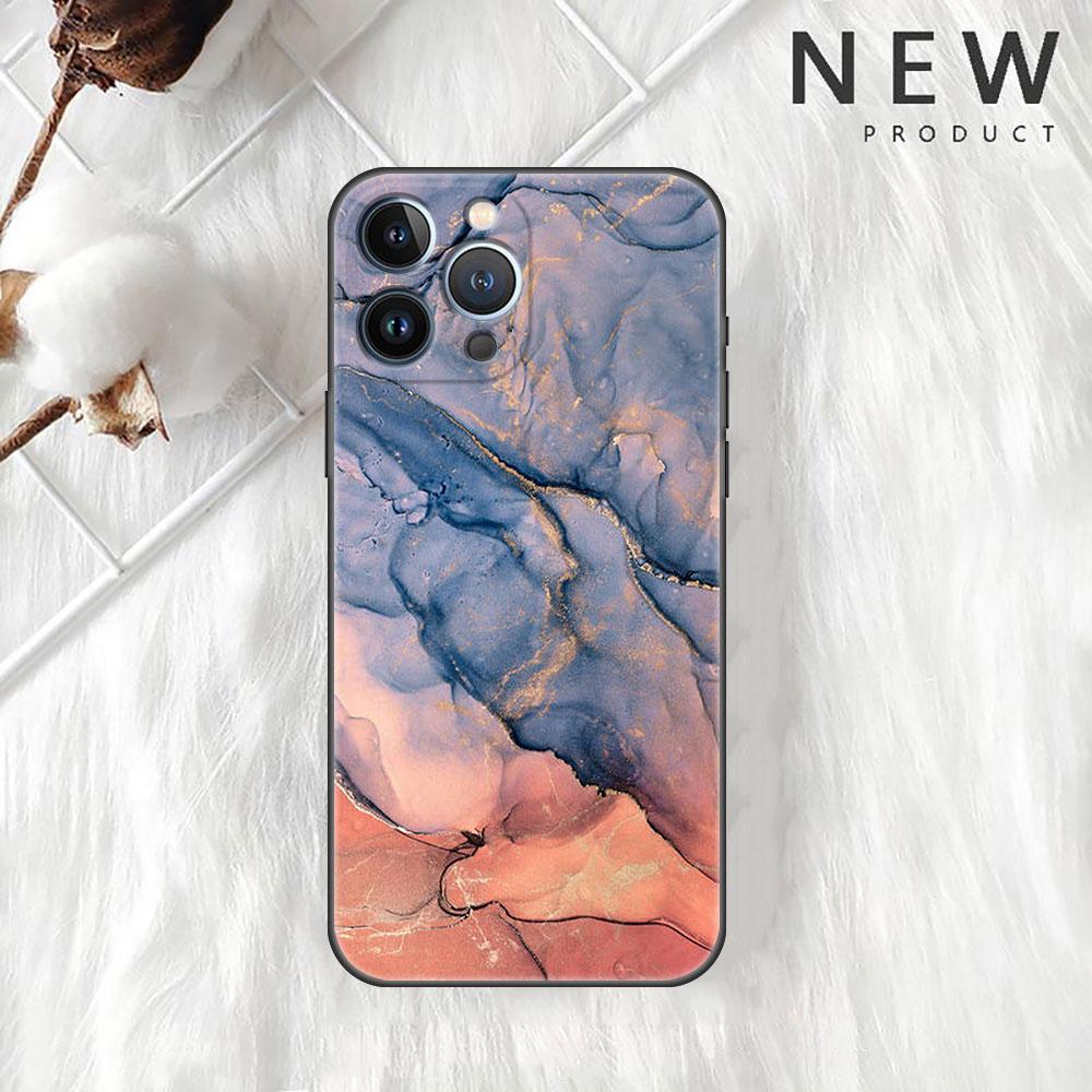 Case For Apple iPhone 11 13 12 14 Pro 7 Plus XR X XS Max 6 6S 13Pro SE 2022 Black Silicone Phone Funda Marble Pattern