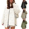 Damen Gesteppte Leichte Pufferjacke Winter Lässig Langarm Knopfleiste Gepolsterte Oberbekleidung Mäntel mit Taschen