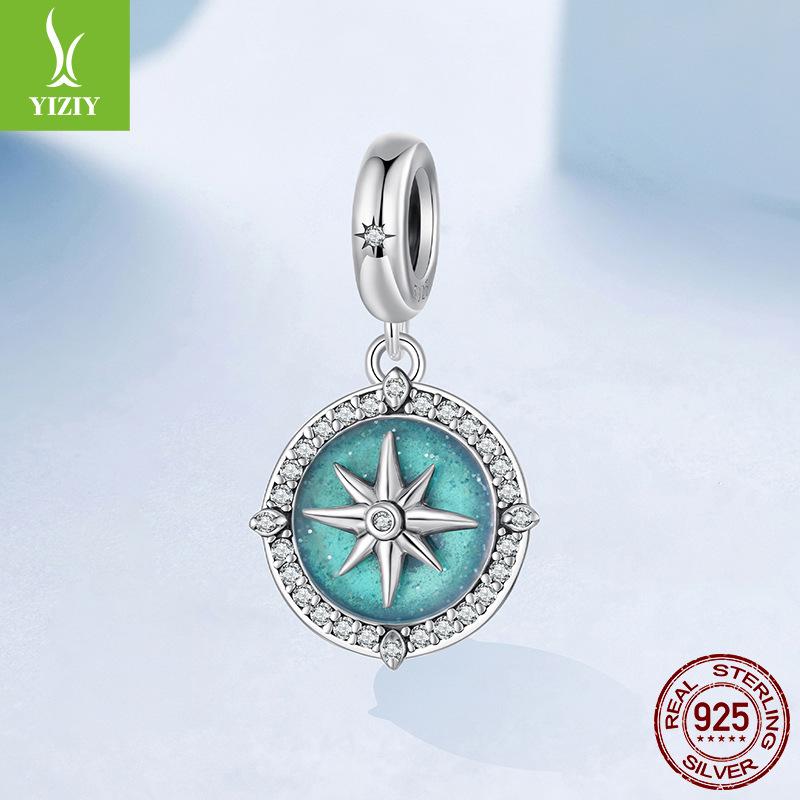 

Винтажная подвеска-компас из стерлингового серебра S925, аксессуары, популярный за границей, браслет-звезда, сделай сам, из бусин