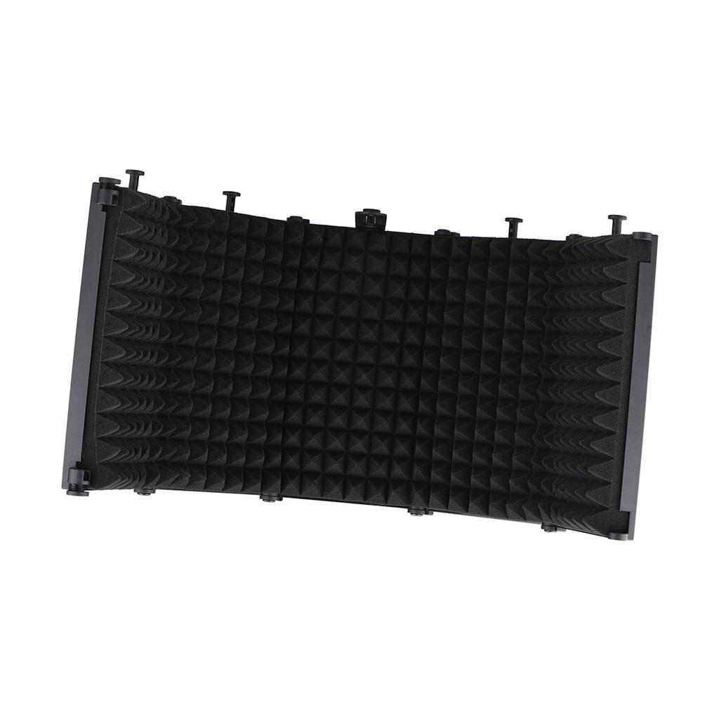 Microphone Isolation Screen Portable 5 Panel Foldable Mic Sound Absorbing Foam Reflector with Desktop Stand for Studio