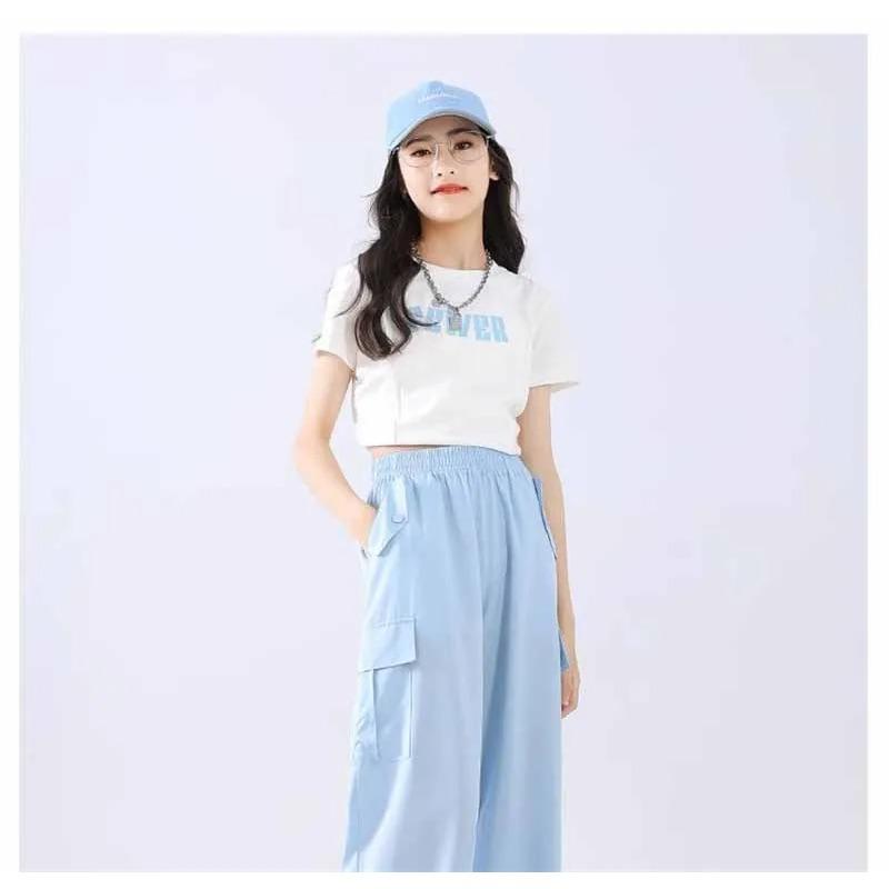 Girls Wide Leg Pants Children's Ice Silk Trousers Anti Mosquito Pants Teen Sports Style Clothing Kids Streetwear Cargo Pant