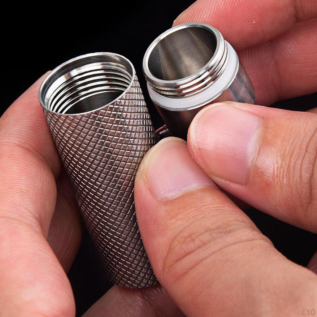 Portable Waterproof Box Bottle Holder Titanium Keychain Seal Dispenser for Hiking, Camping, Travel,