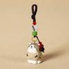 Weave Rope Wooden Carved Cat Keychain Beads Car Keyring Fashion Wood Kitty Dolls Pendant  Students