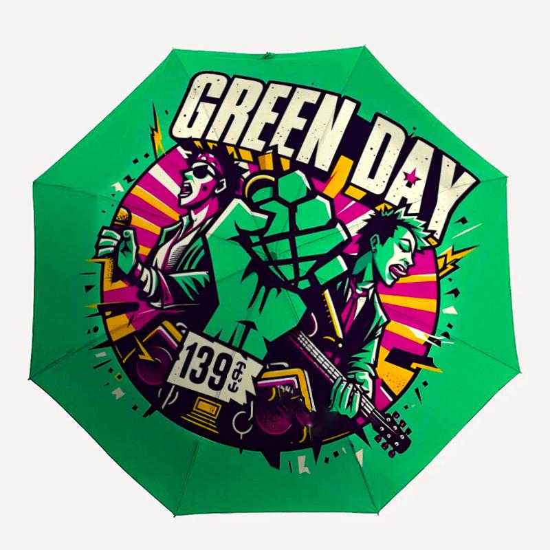 

1pc Green Day Music Automatic Open/Close Umbrella Folding Umbrella, Portable Compact Travel Umbrella, Birthday/Christmas Gift for Men & Women L1110y37