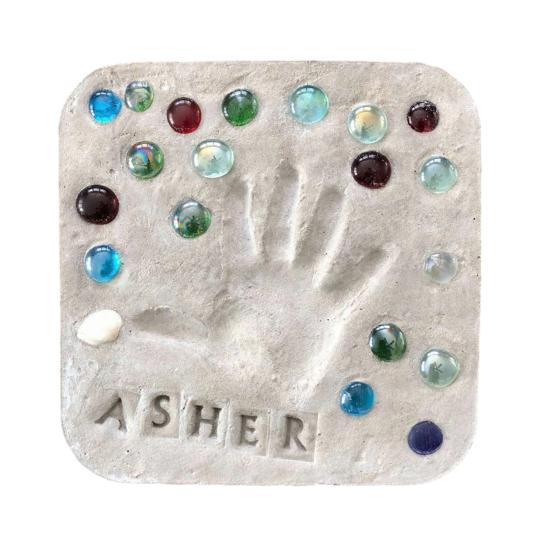 Yousheng Large DIY Stepping Stone Kit, Square Handprint Stepping Stone, Mother's Day Keepsake Craft, Indoor Outdoor Garden Stone with 26 Letter Stamps