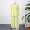 Sommer Freizeit Gelber Anzug Damen Locker Langärmeliges Hemd+Rock Mode 2-teiliges Set Pendler Rockset