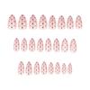 24PCS Nude Cat Eyes Fake Nails Black Polka Dot Printed Almond Shape Fake Nails Artificial Nail Tips Wearable Woman Nail Tips