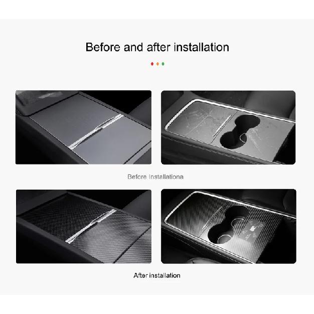For Tesla Model Y Juniper Center Console Protector Carbon Fiber Sticker Model 3 Highland Central Panel Cover Film Accessories