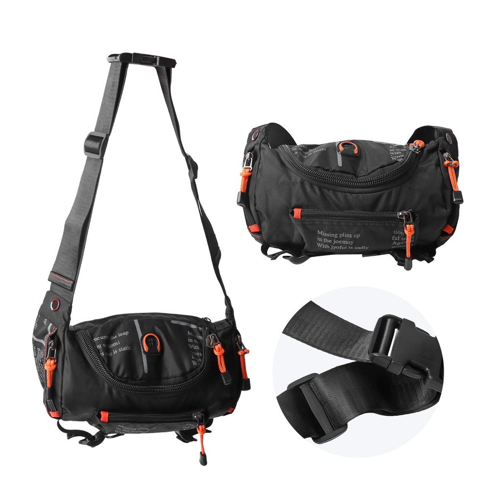 Men Large Crossbody Fanny Pack Belt Bag with Zipper Pockets Adjustable Strap Waist Pack for Outdoors Travel Casual Black