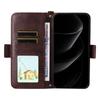 For iPhone 17 Pro Leather Case Magnetic Closure Wallet Stand Phone Cover with Crossbody Strap