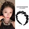 Flash Diamond Pearl Toothed Comb Headband Female, New High-end Winter High Cranial Top Headband Daily Wear Hairpin Headgear