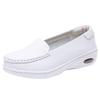 Thick-soled nurse shoes women's leather wedge heel air cushion soft sole non-slip, breathable and not tired feet flat-soled heightening comfortable