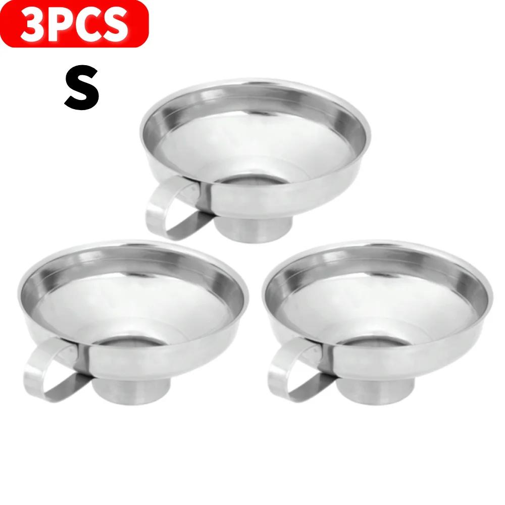 1-5Pcs Stainless Steel Wide Mouth Canning Funnel Hopper Filter Leak Wide-Mouth Can for Oil Wine Kitchen Cooking Tools