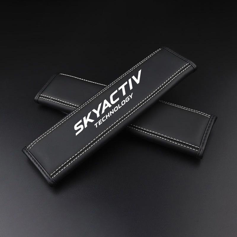 2Pcs For Mazda SKYACTIV CX3 CX-5 CX5 CX 5 CX7 CX9 3 6 Demio MX5 Axela Car Nappa Leather Seat Belt Shoulder Cover Pads Interior