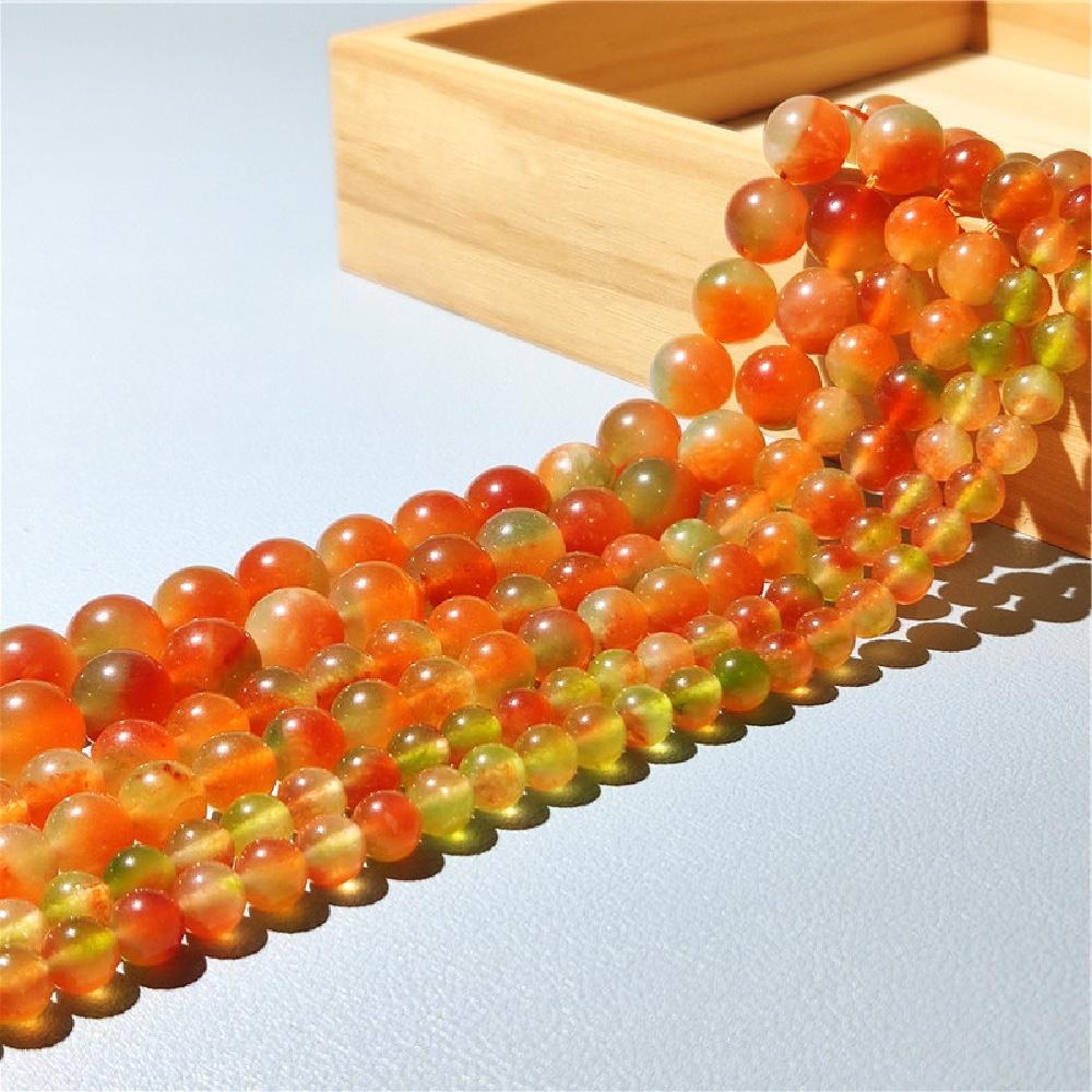 Chalcedony Orange Jades Green Floating Natural Stone 15" Loose Spacer Beads 4681012mm For Jewelry Making Diy Bracelets Charms Accessories